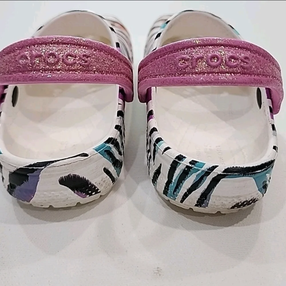 CROCS White and Black Slippers with Classic Comfort